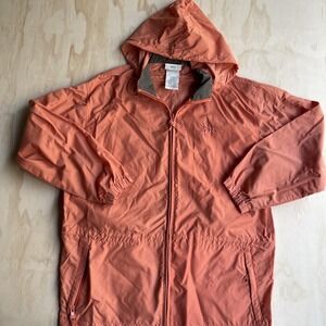 Vintage Cottage Essentials Jacket Womens Large Orange Hooded Zip Windbreaker